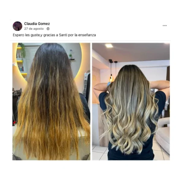Testimonio de Claudia Gomez con antes y después de una corrección de color