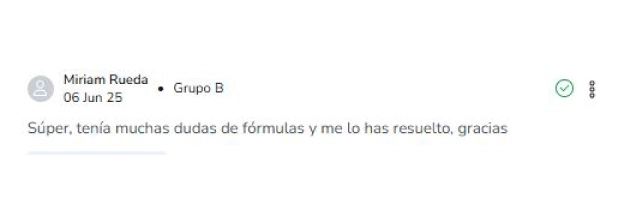 Testimonio de Miriam Rueda sobre sus dudas resueltas con las fórmulas