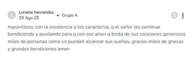 Testimonio de Loraine Hernandez agradeciendo el excelente servicio